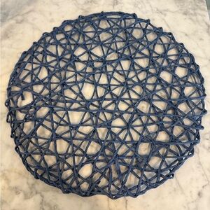 Navy Rattan Placemats, Chargers, set of 8